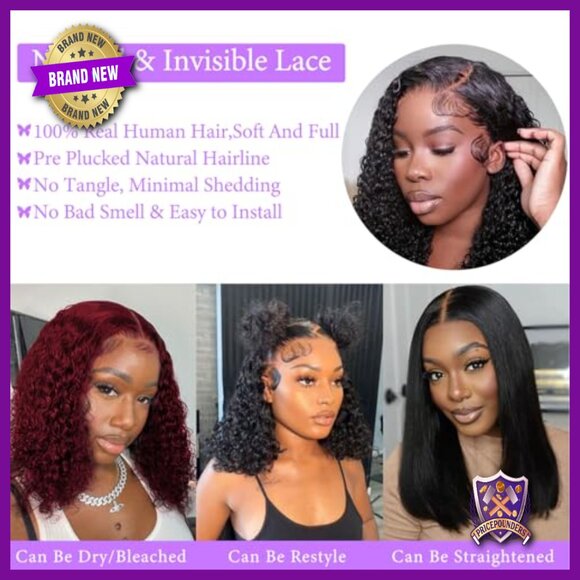 14 Inch Bob Wig 13x6 Frontal Lace 200% Density Human Hair Pre Plucked main image 4